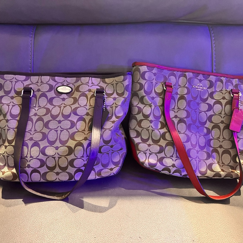 Coach Red and Brown Totes with Signature Style